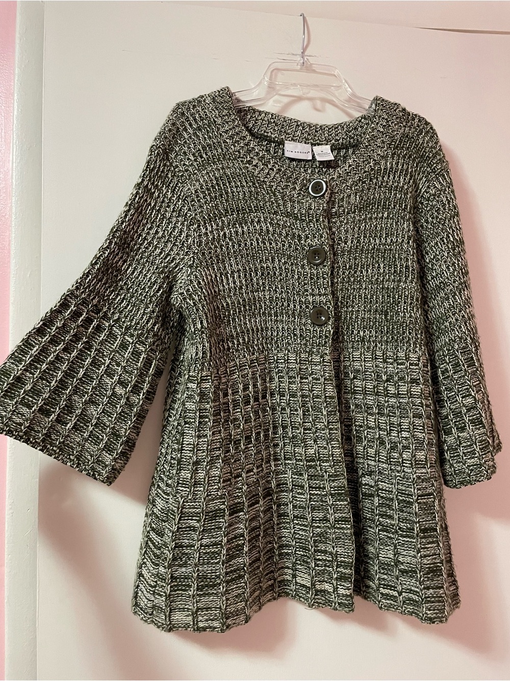 Knit Button-Front Women’s Sweater - Olive Gray